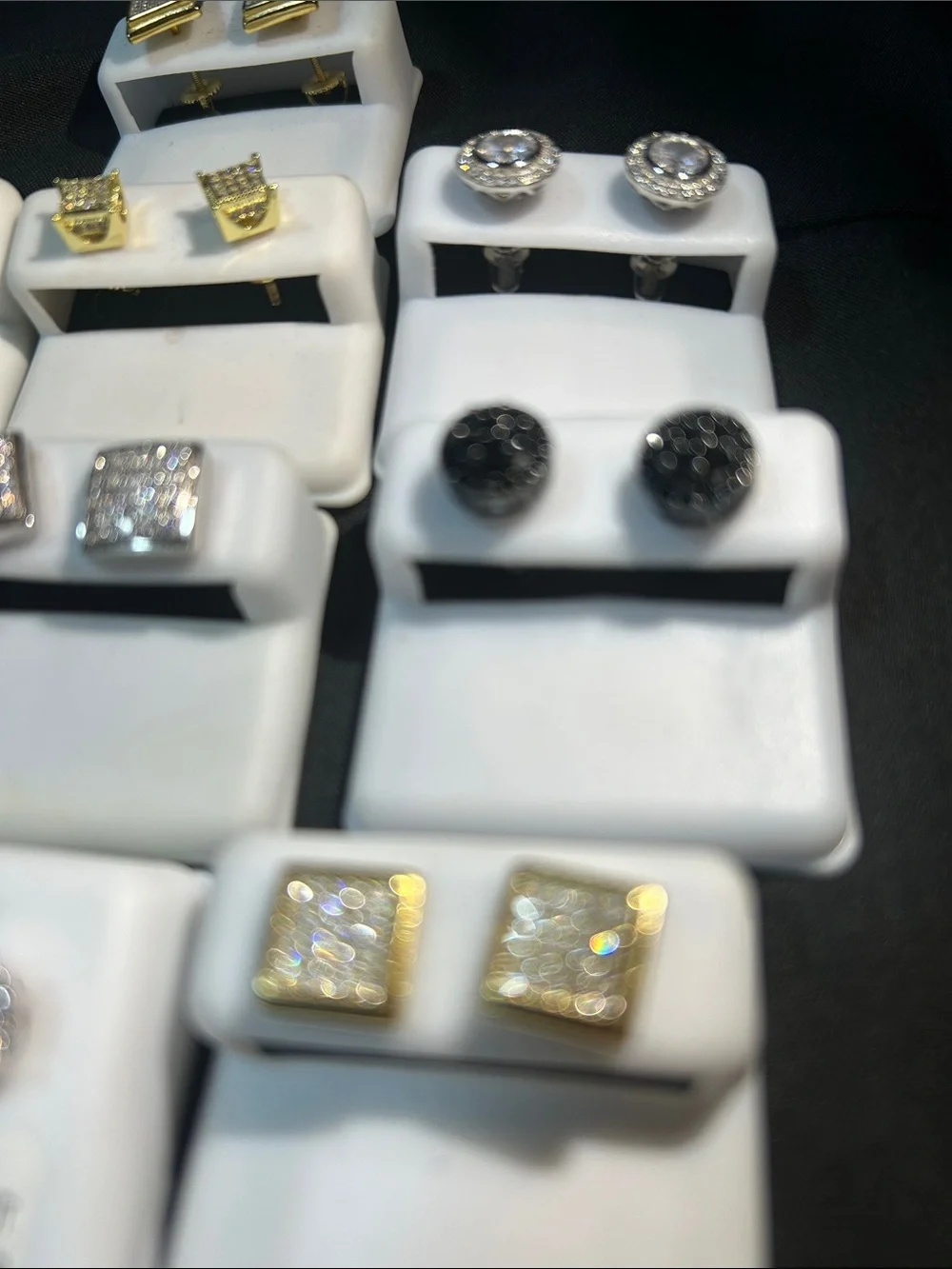 High-End CZ Stud Earrings - Gold & Silver Tones (Bundle)
